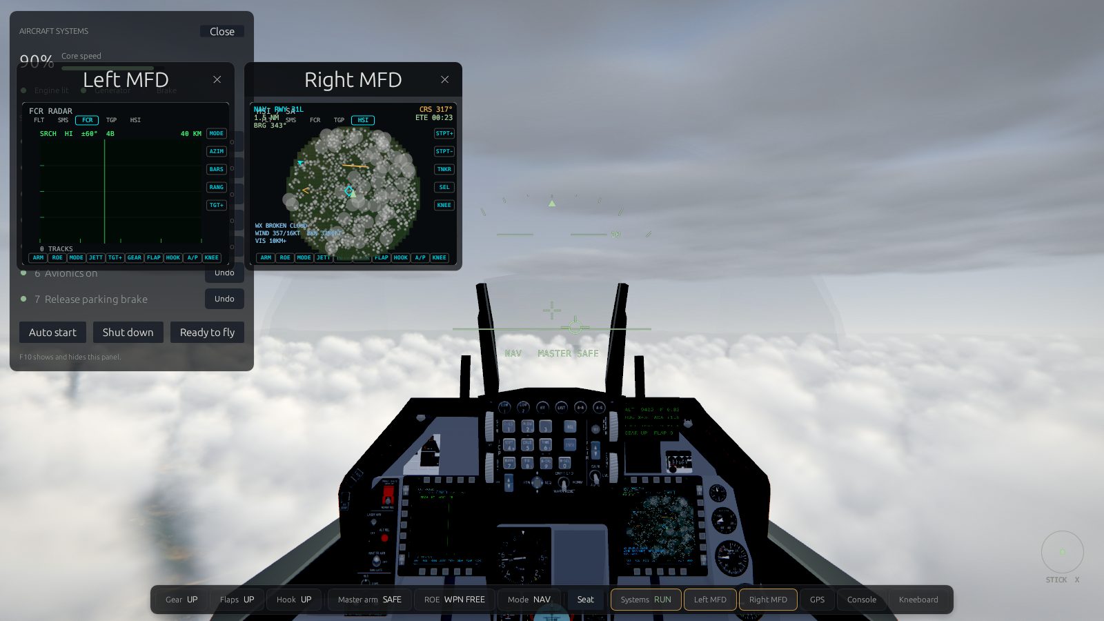 The NAV display with weather